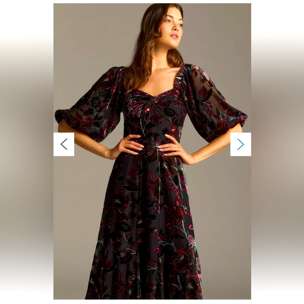 Hutch Printed Twist-Front Puff-Sleeve Ruffle-Hem Dress